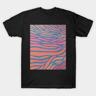 Pink blue abstract zebra pattern, Mid century art T-Shirt